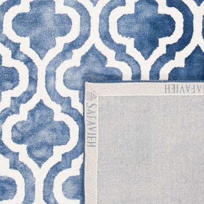 Navy and Ivory Hand-Tufted Wool Square Area Rug, 7' x 7'
