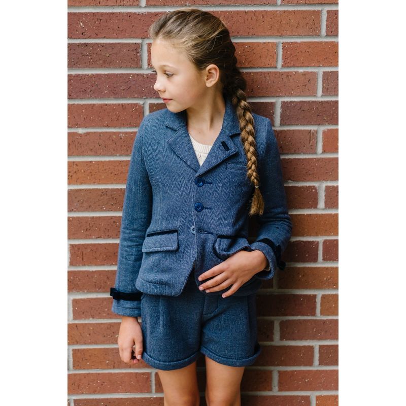 Hope & Henry Girls' Dressy Knit Jacquard Riding Blazer, Kids, 5 of 8