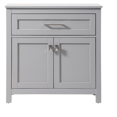 Elegant Lighting 30 Inch Wide Bathroom Storage Freestanding Cabinet In Grey
