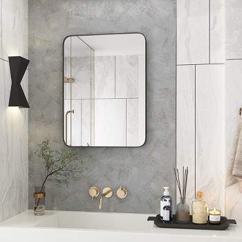 Whizmax 24x36''Square Mirror, Stylish Wall-Mounted Rectangular Bathroom Vanity Mirror with Black Metal Frame