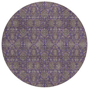 Purple Beige And Taupe Floral Washable Indoor Outdoor Area Rug - 1 of 4
