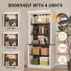 Tall Storage Bookcase with 5-Tier Open Shelves, Roman Column Design and 4 Adjustable Lights, Display Storage Cabinet for Home Office - 4 of 4