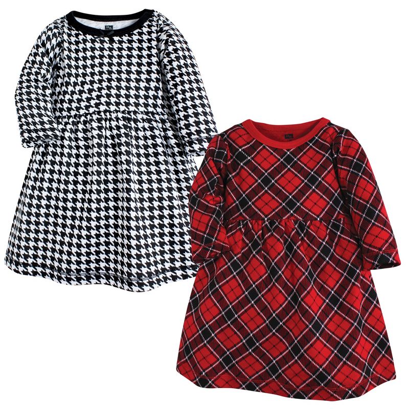 Hudson Baby Infant and Toddler Girl Cotton Dresses, Black Red Plaid, 1 of 5