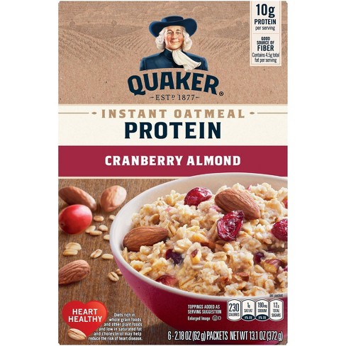 Quaker Protein Cranberry Almond Instant Oatmeal 6ct Target