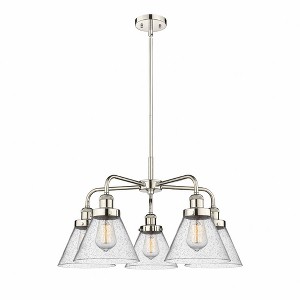 Cone - 5 Light Stem Hung Chandelier In Art Deco Style-15 Inches Tall and 25.75 Inches Wide - 1 of 1