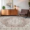 Washable Vintage Oriental Rug Non Slip Low Pile Rug Soft Throw Floor Cover Retro Medallion Foldable Indoor Carpet for Living Room Bedroom - 3 of 4