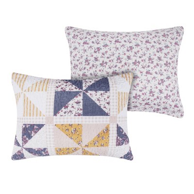 Twin White Cotton Reversible Patchwork Quilt Set