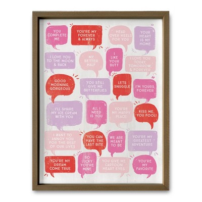 Creative Products Valentines Love Phrases 18 x 24 Brown Framed Print