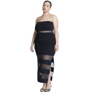 ELOQUII Women's Plus Size Sheer Panel Maxi Dress - 1 of 4