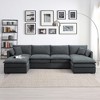 134" Oversized Chenille Cloud Modular U-Shaped Sectional Sofa with Double Cushions, 2 Ottomans & Pillows - 2 of 4