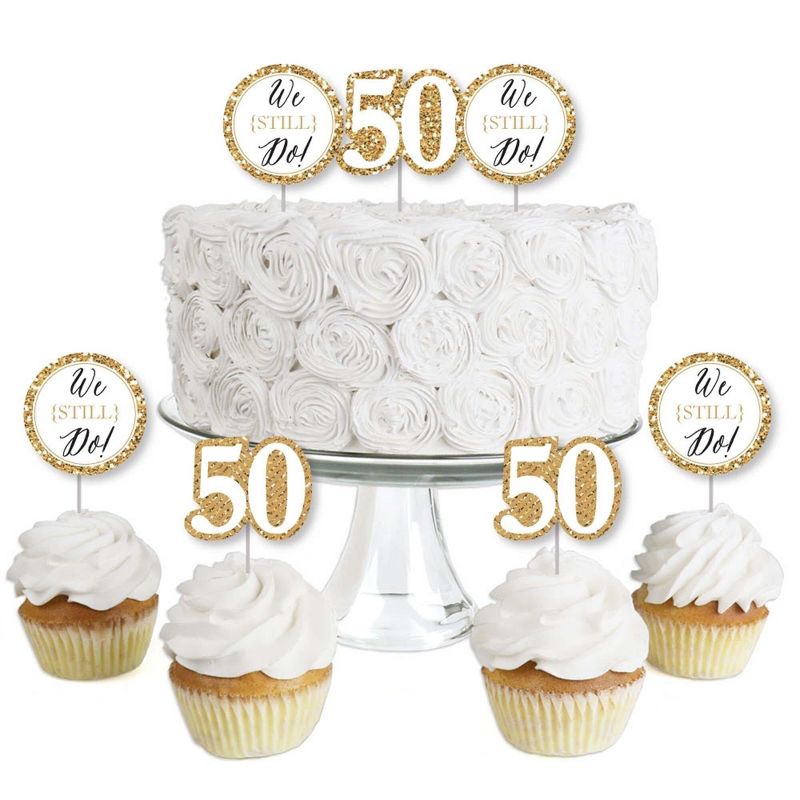 Big Dot of Happiness We Still Do - 50th Wedding Anniversary - Dessert Cupcake Toppers - Anniversary Party Clear Treat Picks - Set of 24, 1 of 8