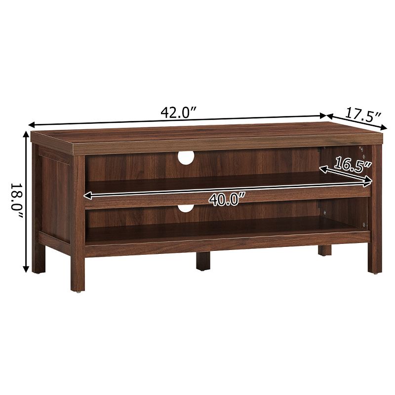 Tangkula TV Stand Fit 45” TV Media Center Open Console Cabinet with 2-Shelf Storage OakWalnut, 3 of 6