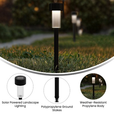 Modern Black LED Solar Pathway Lights Multipack with Polypropylene Shade