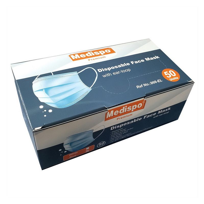 Medispo Disposable Face Mask With Ear-Loop - 50 ct, 1 of 2