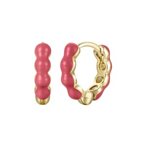 Guili Children's 14K Gold-Plated Bubble Hoop Earrings with Elegant Magenta-Red Enamel Inlay – A Charming Accessory for Young Fashionistas - 1 of 3