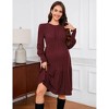 Coolmee Women's Maternity Long Lantern Sleeve Ribbed Knit Dresses Crew Neck Casual Fall Winter Flowy Swing Tunic Sweater Midi Dress - 2 of 4