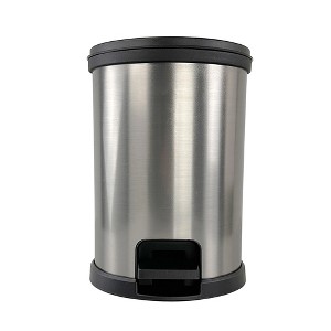 Chery Life 1.5 Gallon Trash Can, Plastic Round Step Bathroom Trash Can, Silver - 1 of 4