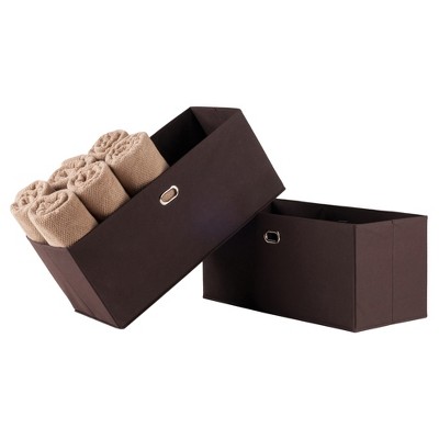 Coastal Chocolate Fabric Rectangular Storage Baskets - Set of 2