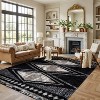 World Rug Gallery Geometric Grid Shag Rug – Anthracite Dark Gray – Medium Pile – Durable for Living Room, Bedroom, or Entryway - 2 of 4