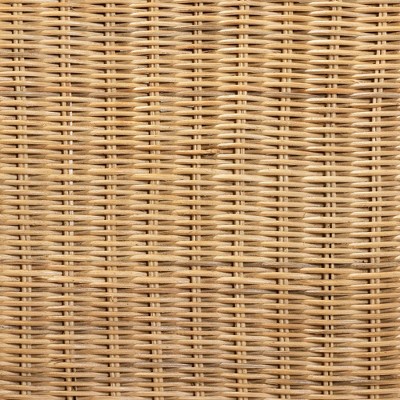 High Back Brown Rattan and Mahogany Dining Chair
