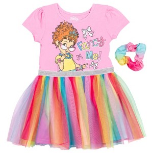 Disney Fancy Nancy Short Sleeve Tutu Dress Scrunchy Set Pink - 1 of 4