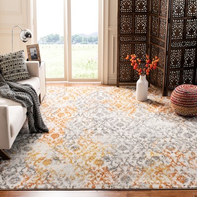 Elegant Gray Square Hand-Knotted Easy-Care Synthetic Area Rug