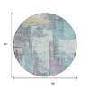 Teal Blue And Ivory Abstract Washable Indoor Outdoor Area Rug - 3 of 4