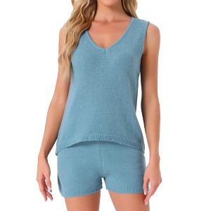INSPIRE CHIC Women's V-Neck Tank Top and Drawstring Shorts Knit Pajama Set - 1 of 4