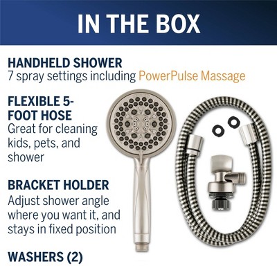 Brushed Nickel 7-Setting Handheld Shower Head with PowerPulse Massage