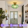 POWLIG 9.45 Inch Modern Ceiling Light with Green Striped Glass Shade - Gold Finish Semi-Flush Mount for Kitchen, Hallway, Bedroom Lighting - 2 of 4