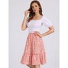 INSPIRE CHIC Women's Ruffle Hem Elastic Waist Flowy A-Line Swing Floral Midi Skirt - 2 of 4