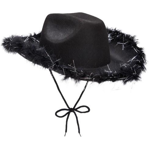 Juvolicious Cowboy Hats For Women And Men - Fluffy, Sparkly Black