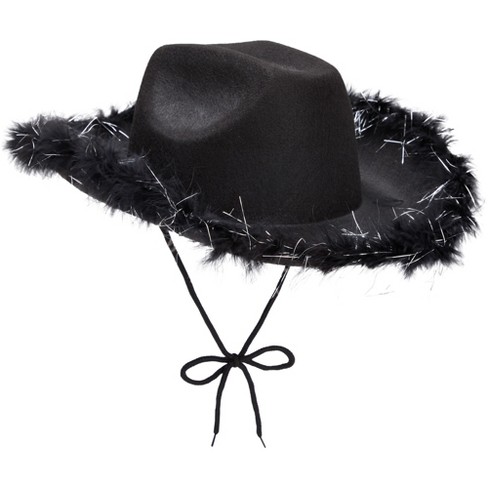 Zodaca 4-pack Black Felt Cowboy Hats - Bulk Pack Of Cowboy Hats