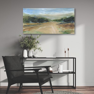 Winding Road 12x24 Green and Brown Canvas Wall Art