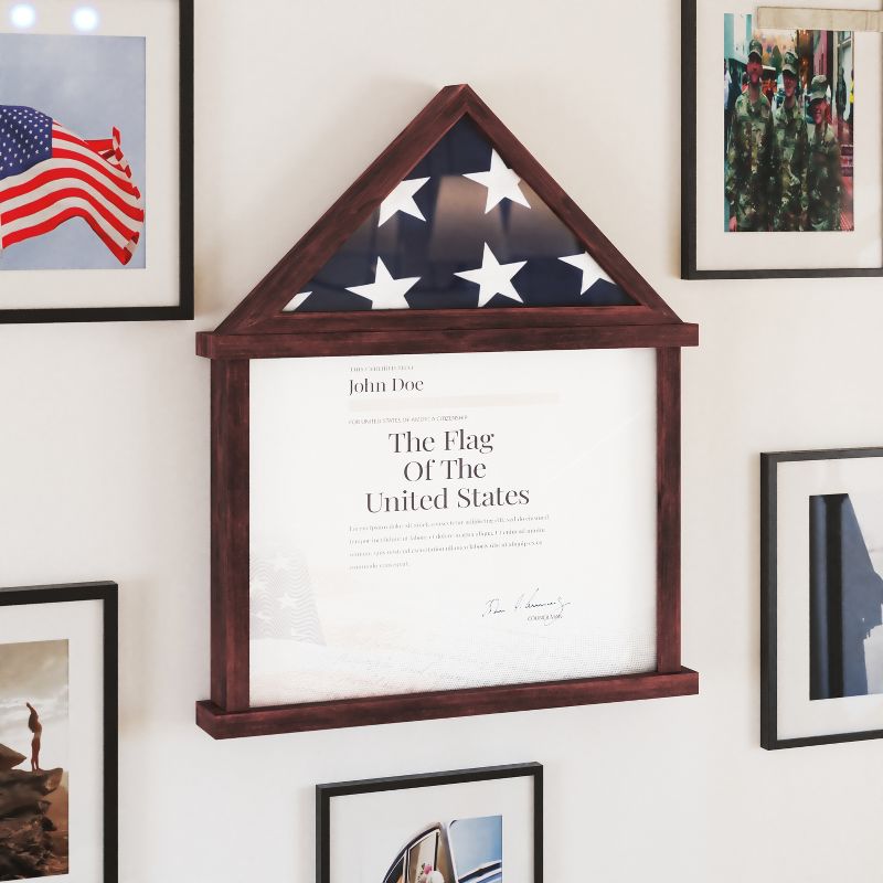 Emma and Oliver Small Solid Wood Memorial Flag Case with Certificate Holder and Shadow Box Display, 2 of 12
