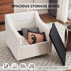Accent Sofa Chair With Storage Function,360°Swivel Upholstered  Armchair With Pocket,Beige Linen Fabric Swivel Sofa,Single Sofa Chair-Maison Boucle - 2 of 4