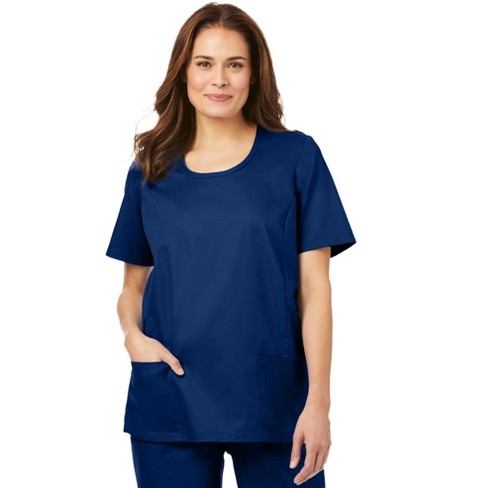 Comfort Choice Women's Plus Size Scoopneck Scrub Top - L, Evening Blue ...