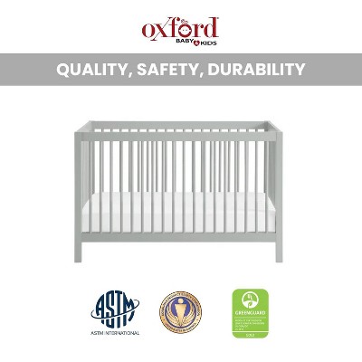 Gray Solid Wood 4-in-1 Convertible Crib with Round Spindles