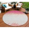 Blush Pink And Ivory Striped Washable Indoor Outdoor Area Rug - 2 of 4