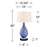Possini Euro Design Taylor Modern Table Lamp with Round Black Marble Riser 29" Tall Blue Art Glass White Shade for Bedroom Living Room Bedside Office - 4 of 4