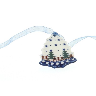 Blue Rose Polish Pottery Rustic Pines Tree Ornament