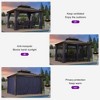 Purple Leaf 10 'X 12' Courtyard Bronze Aluminum Frame Pavilion And Navy Blue Curtain Outdoor Hardtop Gazebo - 4 of 4