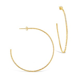 SHINE by Sterling Forever Sterling Silver Diamond-Cut 2.25" Hoop Earrings - 1 of 4