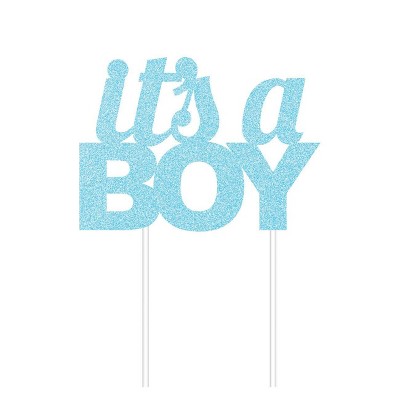 "It's A Boy" Glitter Cake Topper Party Decoration Blue