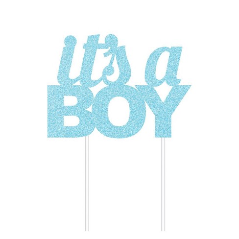 It S A Boy Glitter Cake Topper Party Decoration Blue Target