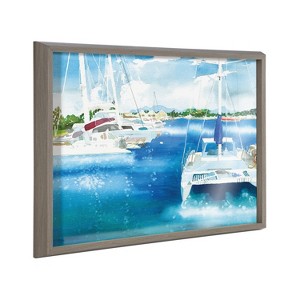 18" x 24" Blake Summer is for Sailing by Janet Meinke-Lau Framed Printed Glass Gray - Kate & Laurel All Things Decor - 1 of 4