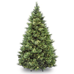 National Tree Company 9 ft Pre-Lit Carolina Pine Full Artificial Christmas Tree, 900 Clear Lights, 2,347 Tips, Includes Stand, Green - 1 of 4