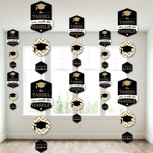 Big Dot of Happiness Gold Graduation Party DIY Dangler Backdrop - Hanging Vertical Decorations - 30 Pieces - 1 of 4