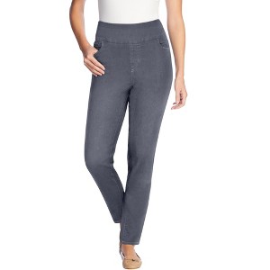 Woman Within Women's Plus Size Flex-Fit Pull-On Slim-Leg Denim Jean - 1 of 4