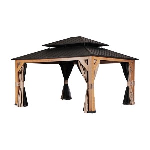 YARDSIGHT 13'x15' Hardtop Gazebo: Aluminum Frame, Double Roof, Heavy-Duty Netting & Curtains - Wind-Resistant for Backyard, Garden, Commercial - 1 of 4
